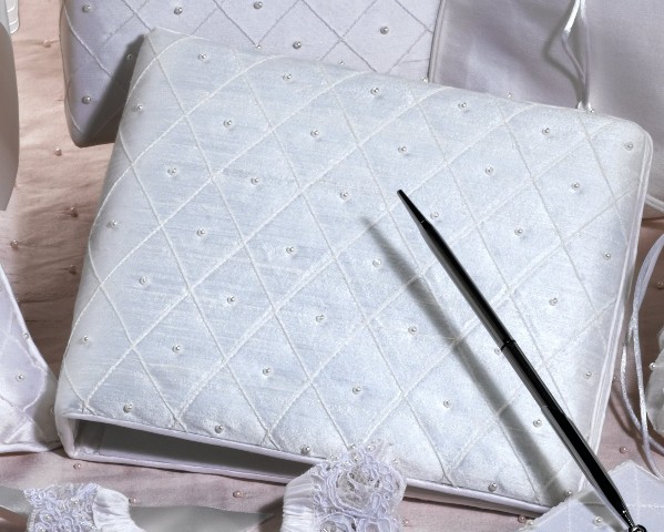 Silk Pleated & Pearled Guest Book